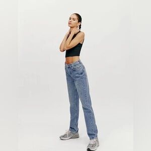 REFORMATION Jeans Kealy Carpenter High Rise Relaxed Tangier Blue Denim Size 28